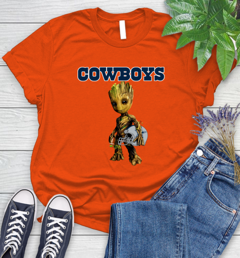 Dallas Cowboys NFL Football Groot Marvel Guardians Of The Galaxy Women's T-Shirt 4