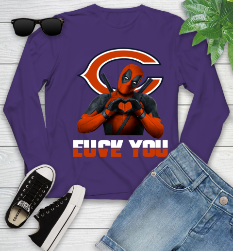 NHL Chicago Bears Deadpool Love You Fuck You Football Sports Youth Long Sleeve 4