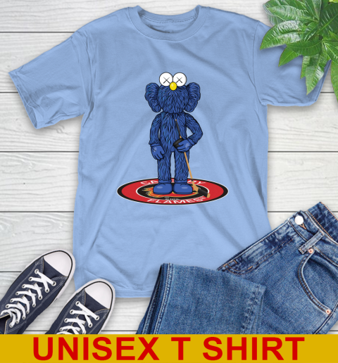 NHL Hockey Calgary Flames Kaws Bff Blue Figure Shirt T-Shirt - Image 12