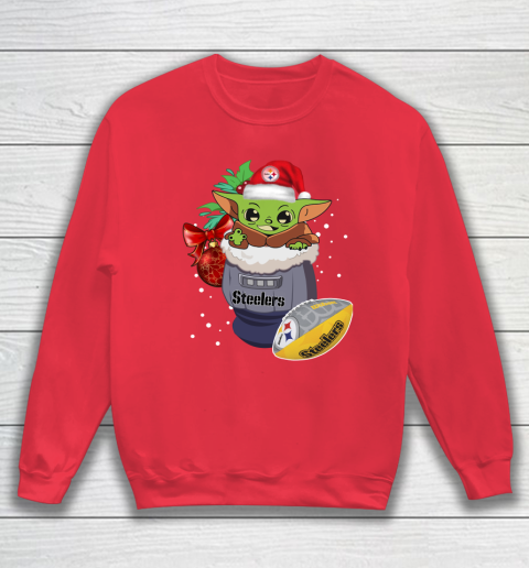 Pittsburgh Steelers Christmas Baby Yoda Star Wars Funny Happy NFL Sweatshirt 8