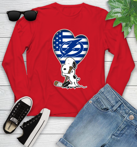 Tampa Bay Lightning NHL Hockey The Peanuts Movie Adorable Snoopy Youth Long Sleeve 11