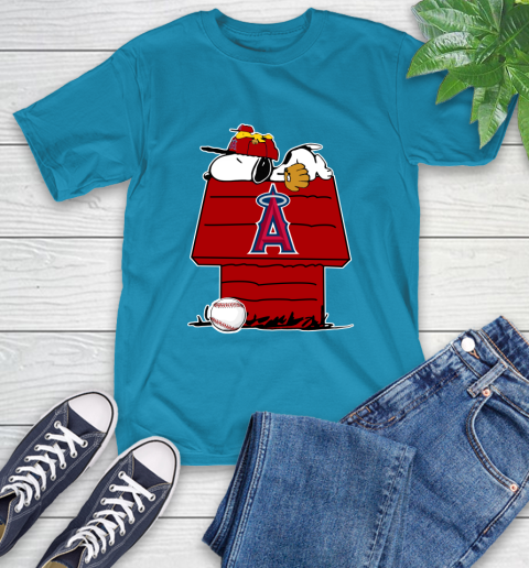 MLB Los Angeles Angels Snoopy Woodstock The Peanuts Movie Baseball T Shirt T-Shirt 8