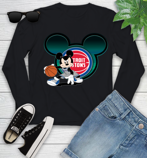 NBA Detroit Pistons Mickey Mouse Disney Basketball Youth Long Sleeve 2