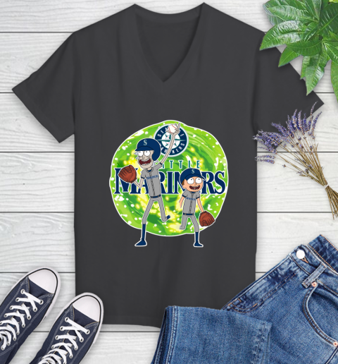 MLB Seattle Mariners Rick And Morty Baseball Sports Women's V-Neck T-Shirt 8