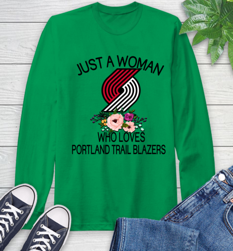 NBA Just A Woman Who Loves Portland Trail Blazers Basketball Sports Long Sleeve T-Shirt 5