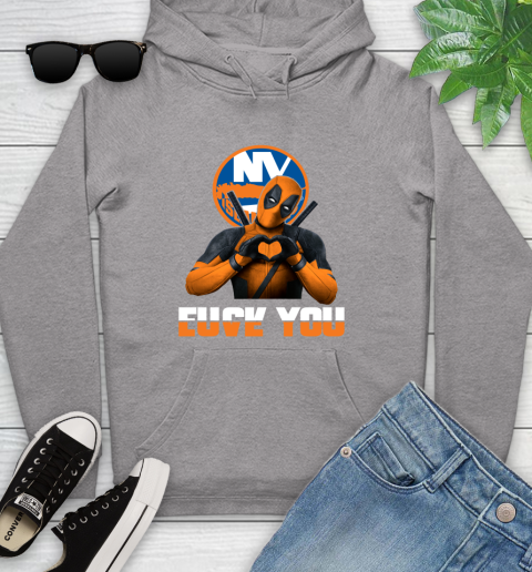 NHL New York Islanders Deadpool Love You Fuck You Hockey Sports Youth Hoodie 6