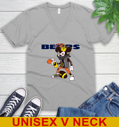 Chicago Bears NFL Football Mickey Peace Sign Sports V-Neck T-Shirt 4