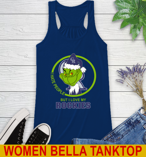 Colorado Rockies MLB Christmas Grinch I Hate People But I Love My Favorite Baseball Team Racerback Tank 9