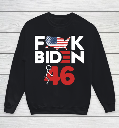 Fuck Biden America Flag  Fuck 46  Anti Biden Supporter Youth Sweatshirt