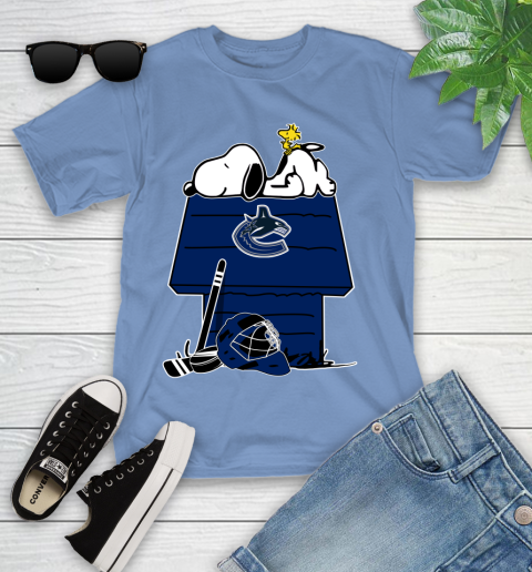 Vancouver Canucks NHL Hockey Snoopy Woodstock The Peanuts Movie Youth T-Shirt 11
