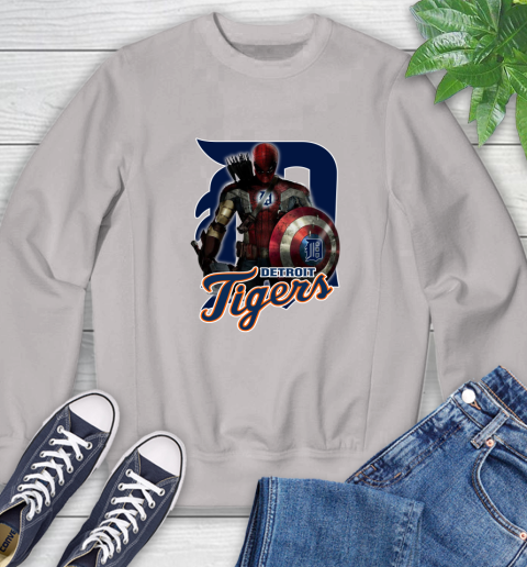 MLB Captain America Thor Spider Man Hawkeye Avengers Endgame Baseball Detroit Tigers Sweatshirt 12