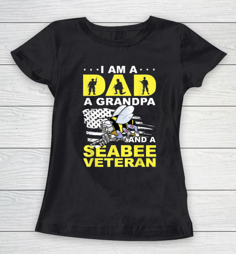 Grandpa Funny Gift Apparel  I'm A Dad A Grandpa And Navy Seabee Veteran Women's T-Shirt