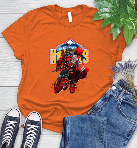 NBA Deadpool Marvel Comics Sports Basketball Denver Nuggets Women's T-Shirt 4