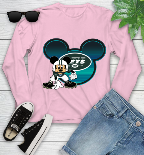 NFL New York Jets Mickey Mouse Disney Football T Shirt Youth Long Sleeve 10