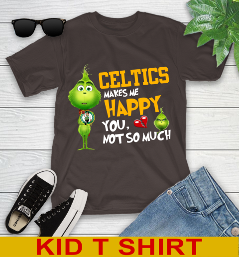 NBA Boston Celtics Makes Me Happy You Not So Much Grinch Basketball Sports Youth T-Shirt 6