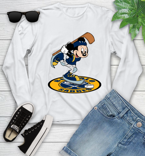 NHL Hockey Buffalo Sabres Cheerful Mickey Disney Shirt Youth Long Sleeve 2