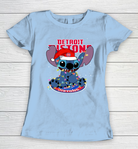 Detroit Pistons NBA noel stitch Basketball Christmas Women's T-Shirt 4