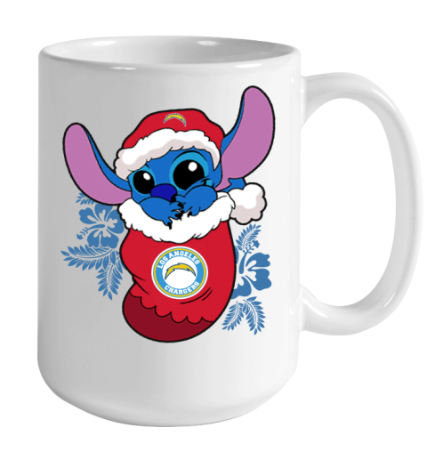 Los Angeles Chargers Christmas Stitch In The Sock Funny Disney NFL Color Changing Mug 15oz 2