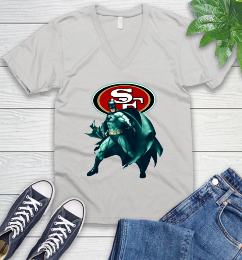 NFL Batman Football Sports San Francisco 49ers V-Neck T-Shirt