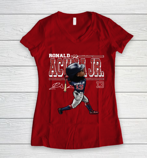 Ronald Acuna Jr Cartoon Women's V-Neck T-Shirt 8