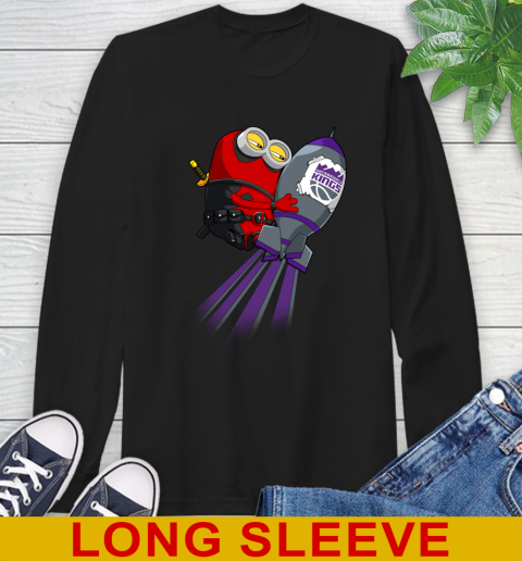 NBA Basketball Sacramento Kings Deadpool Minion Marvel Shirt Long Sleeve T-Shirt