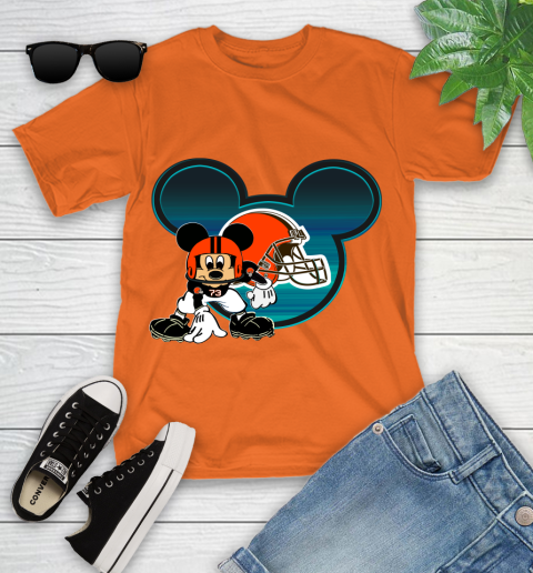 NFL Cleveland Browns Mickey Mouse Disney Football T Shirt Youth T-Shirt 19