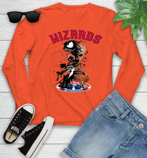 NBA Washington Wizards Basketball Venom Groot Guardians Of The Galaxy Youth Long Sleeve 4