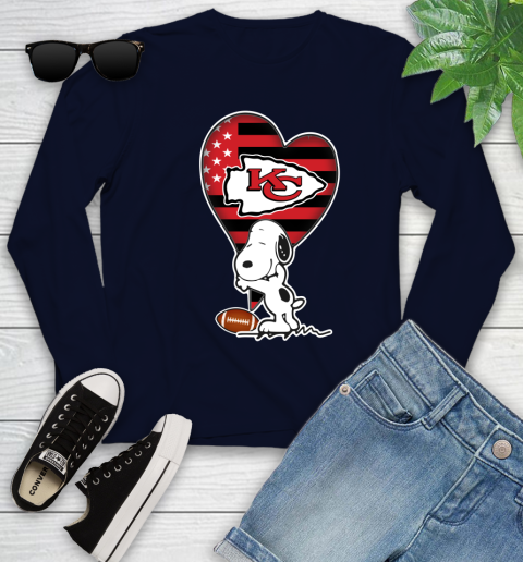 Kansas City Chiefs NFL Football The Peanuts Movie Adorable Snoopy Youth Long Sleeve 3