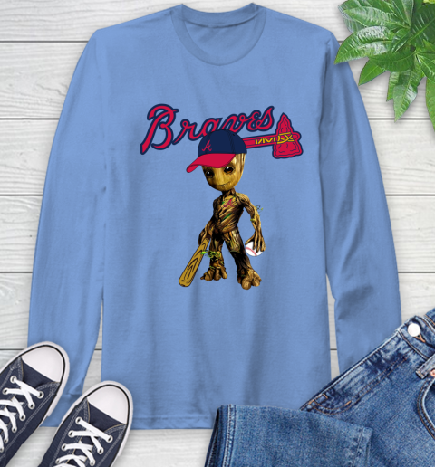 MLB Atlanta Braves Groot Guardians Of The Galaxy Baseball Long Sleeve T-Shirt 11