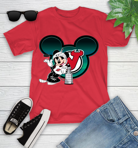 NHL New Jersey Devils Stanley Cup Mickey Mouse Disney Hockey T Shirt Youth T-Shirt 10