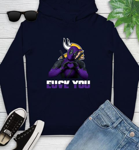 NHL Minnesota Vikings Deadpool Love You Fuck You Football Sports Youth Hoodie 3