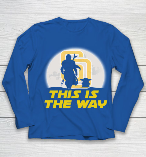 San Diego Padres MLB Baseball Star Wars Yoda And Mandalorian This Is The Way Youth Long Sleeve 7