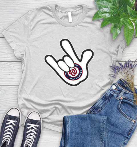 Washington Nationals MLB Baseball Mickey Rock Hand Disney Women's T-Shirt