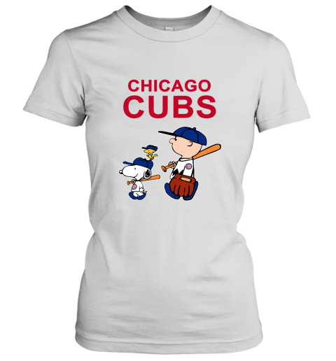 Chicago Cubs Let's Play Baseball Together Snoopy MLB Women's T-Shirt