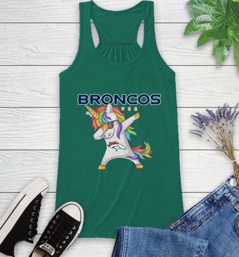 Denver Broncos NFL Football Funny Unicorn Dabbing Sports Racerback Tank 7