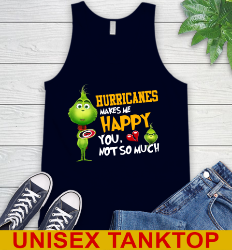 NHL Carolina Hurricanes Makes Me Happy You Not So Much Grinch Hockey Sports Tank Top 2