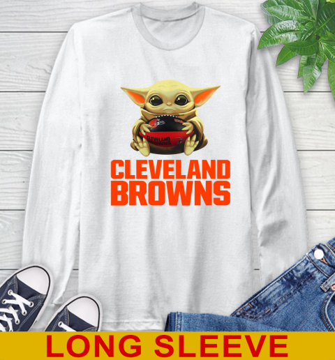 NFL Football Cleveland Browns Baby Yoda Star Wars Shirt Long Sleeve T-Shirt