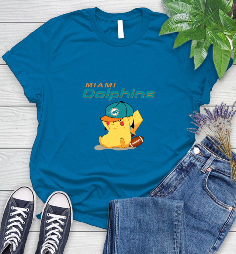 NFL Pikachu Football Sports Miami Dolphins Women's T-Shirt 7