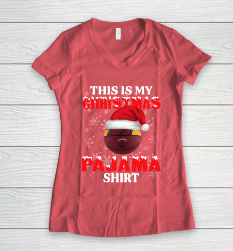 Miami Heat This Is My Christmas Pajama Shirt NBA Women's V-Neck T-Shirt 4