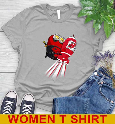 NHL Hockey New Jersey Devils Deadpool Minion Marvel Shirt Women's T-Shirt 5