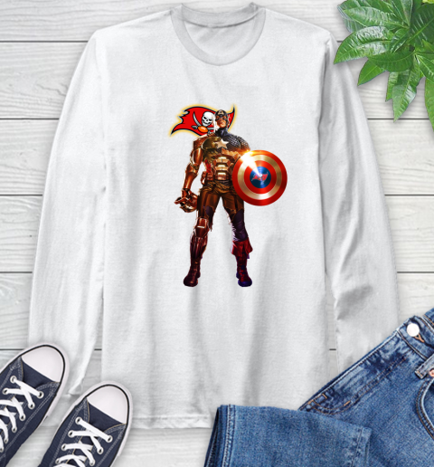 NFL Captain America Marvel Avengers Endgame Football Sports Tampa Bay Buccaneers Long Sleeve T-Shirt