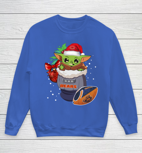 Chicago Bears Christmas Baby Yoda Star Wars Funny Happy NFL Youth Sweatshirt 8