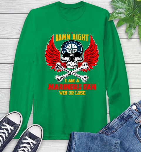 MLB Damn Right I Am A Seattle Mariners Win Or Lose Skull Baseball Sports Long Sleeve T-Shirt 8
