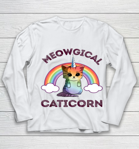 Meowgical Caticorn Cat Unicorn Girls Women Kittycorn Youth Long Sleeve