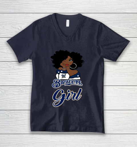 Milwaukee Brewerss Girl MLB V-Neck T-Shirt 3