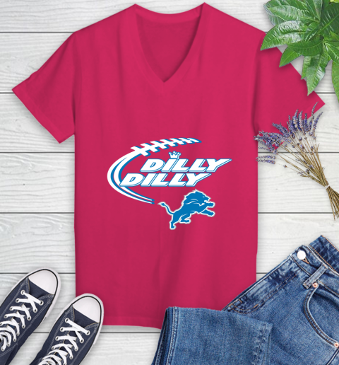 NFL Detroit Lions Dilly Dilly Football Sports Women's V-Neck T-Shirt 9