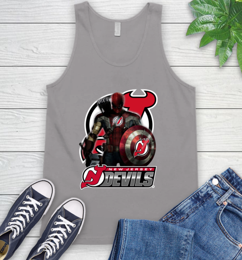 NHL Captain America Thor Spider Man Hawkeye Avengers Endgame Hockey New Jersey Devils Tank Top 4