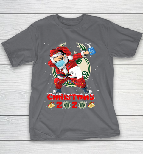Milwaukee Bucks Funny Santa Claus Dabbing Christmas 2020 NBA Youth T-Shirt 5