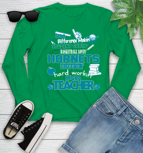 Charlotte Hornets NBA I'm A Difference Making Student Caring Basketball Loving Kinda Teacher Youth Long Sleeve 7