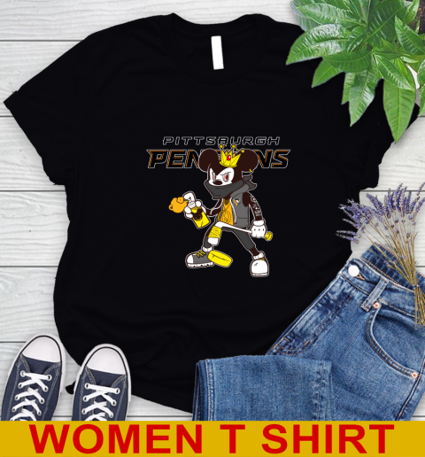 Pittsburgh Penguins NHL Hockey Mickey Peace Sign Sports Women's T-Shirt 2